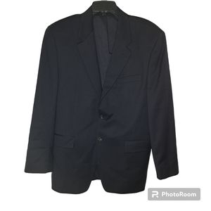 Lauren Ralph Lauren Mens Black 100% Wool Laine Two Button Blazer Jacket …